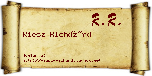 Riesz Richárd névjegykártya